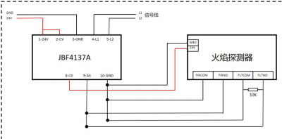 青鸟消防器材火焰探测器、感温电缆接线说明